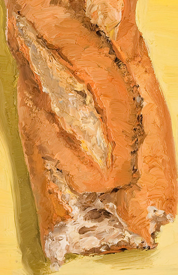 Detail View of French Baguette, original artwork by Mike Geno