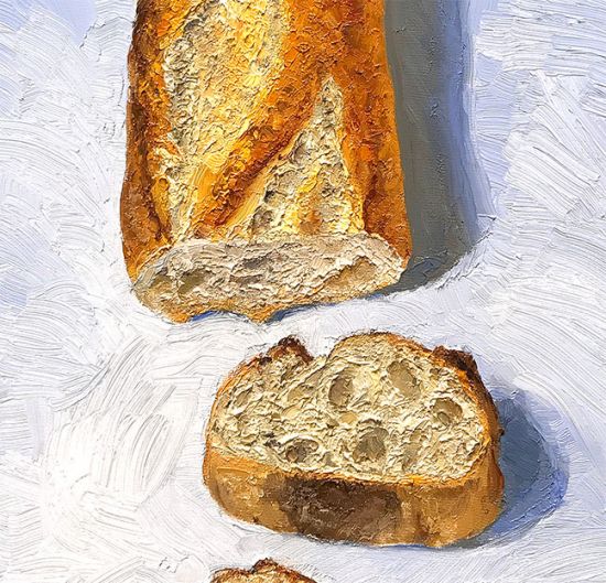 Detail View of Cut Baguette, original artwork by Mike Geno