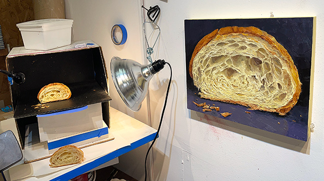 Animated Painting Progression of Croissant Cross Section, original artwork by Mike Geno