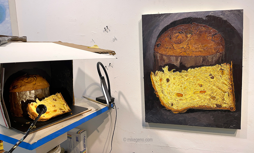 Animated Painting Progression of Panettone Wedge, original artwork by Mike Geno