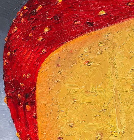 Detail View of Sriracha Gouda, original artwork by Mike Geno