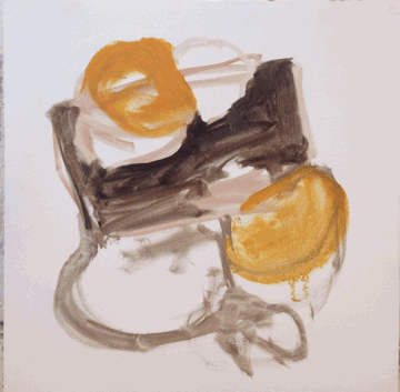 Animated Painting Progression of Scallops and Black Pudding, original artwork by Mike Geno
