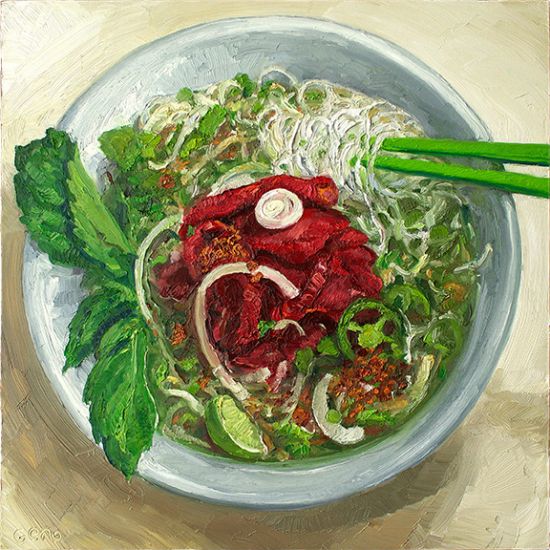 Pho Bo - beef pho, original artwork by Mike Geno