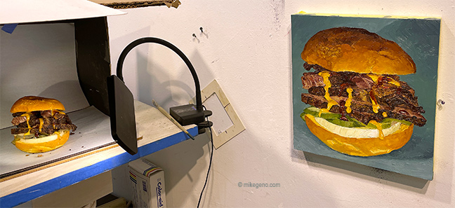Animated Painting Progression of Brisket Sandwich, original artwork by Mike Geno