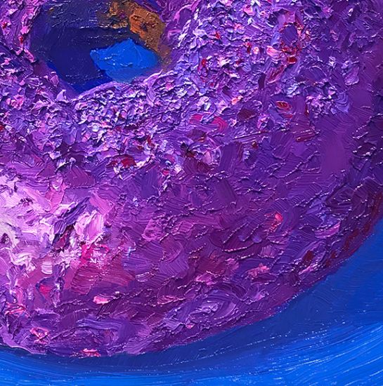 Detail View of Purple Rain Donut, original artwork by Mike Geno