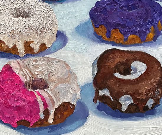 Detail View of Dozen Donuts, original artwork by Mike Geno