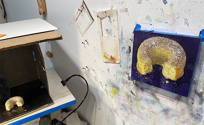Animated Painting Progression of Butter Cake Donut, original artwork by Mike Geno