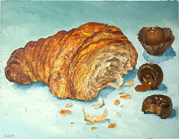 Croissant and Chocolates, original artwork by Mike Geno