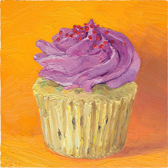 Raspberry Choc Chip Cupcake, original artwork by Mike Geno