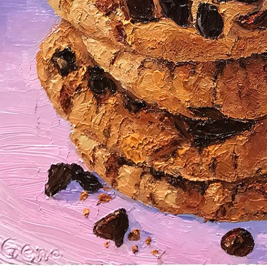 Detail View of Chocolate Chunk Cookies, original artwork by Mike Geno