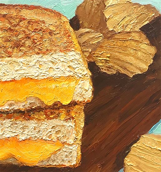 Detail View of Grilled Cheese Sandwich, original artwork by Mike Geno