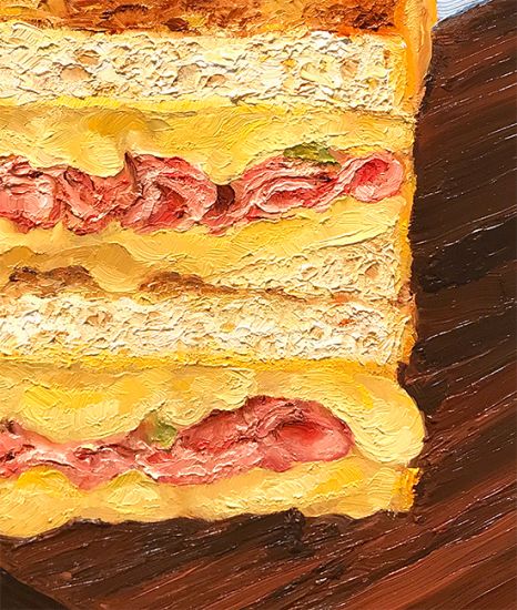 Detail View of Ham and Cheese Sandwich, original artwork by Mike Geno