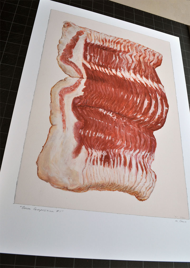 bacon composition #1 print, by Mike Geno