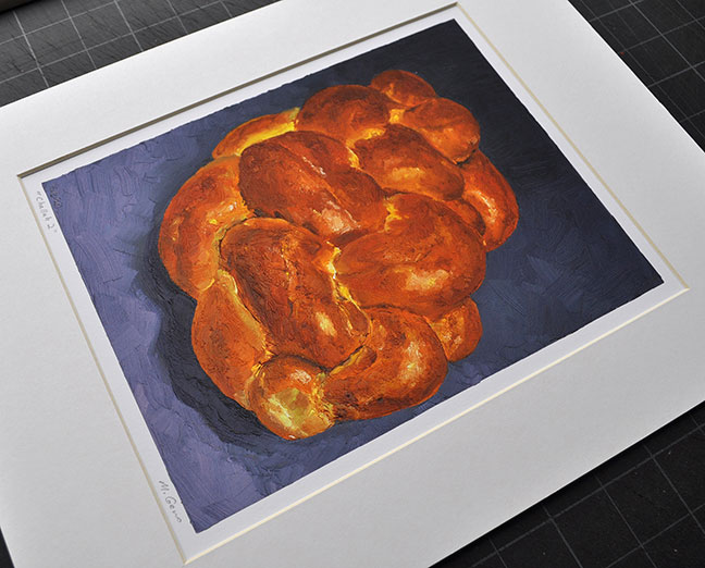 Challah bread painting by Mike Geno