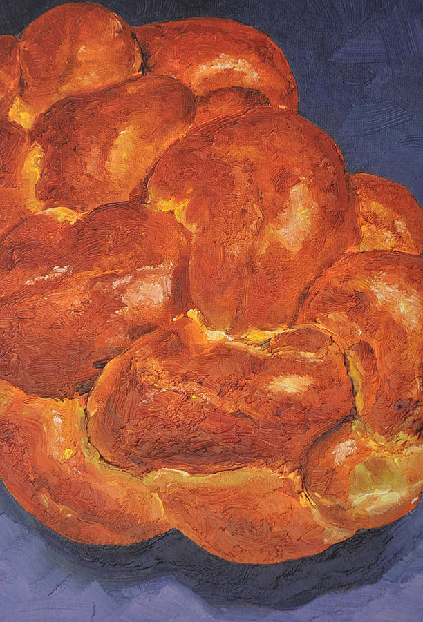 Challah bread painting by Mike Geno