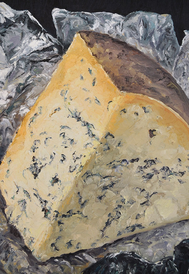 Bay Blue in Foil cheese portrait by Mike Geno