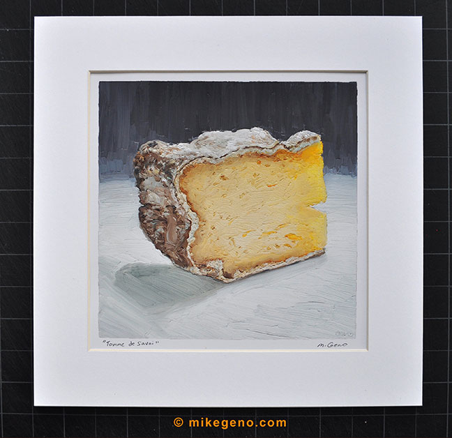 Tomme de Savoie cheese portrait painting by Mike Geno