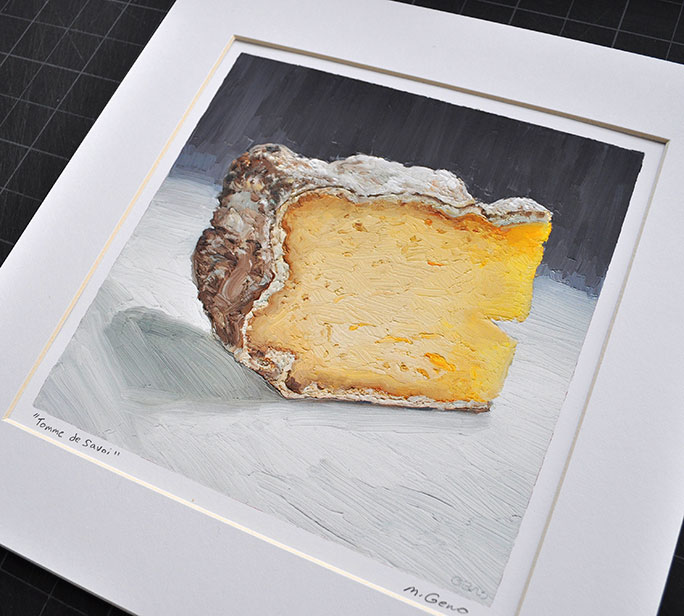 Tomme de Savoie cheese portrait painting by Mike Geno
