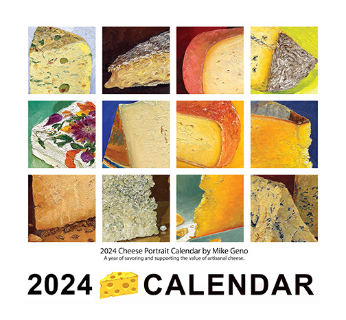 2024 Cheese Portrait Calendar, original artwork by Mike Geno