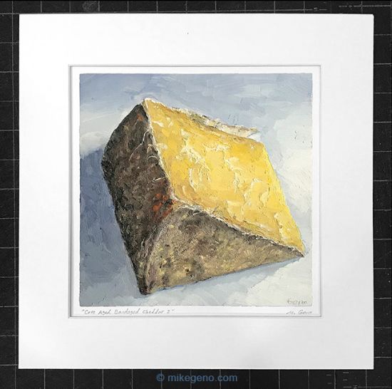 matted. print of Cave Aged Bandaged Cheddar 2, original artwork by Mike Geno