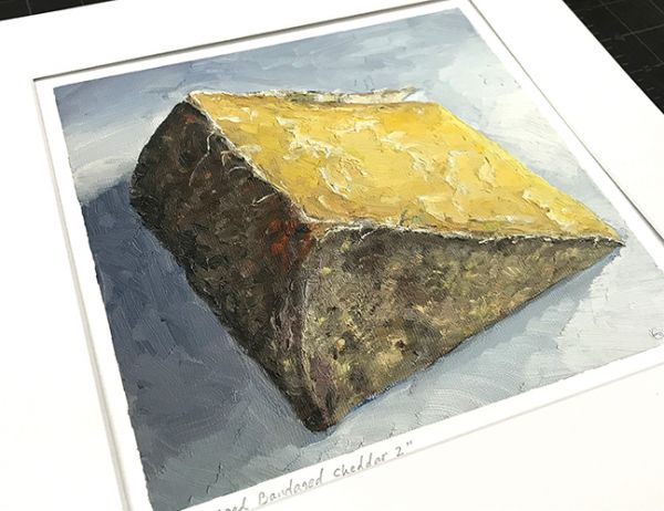 Image 2 of matted. print of Cave Aged Bandaged Cheddar 2, original artwork by Mike Geno