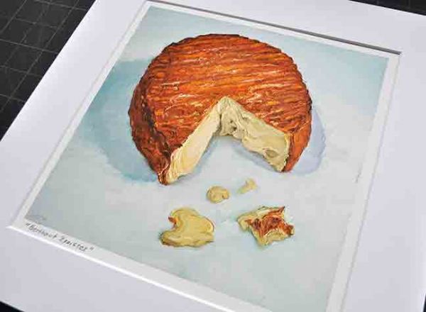 Image 2 of matted print of Berthaut Epoisses, original artwork by Mike Geno