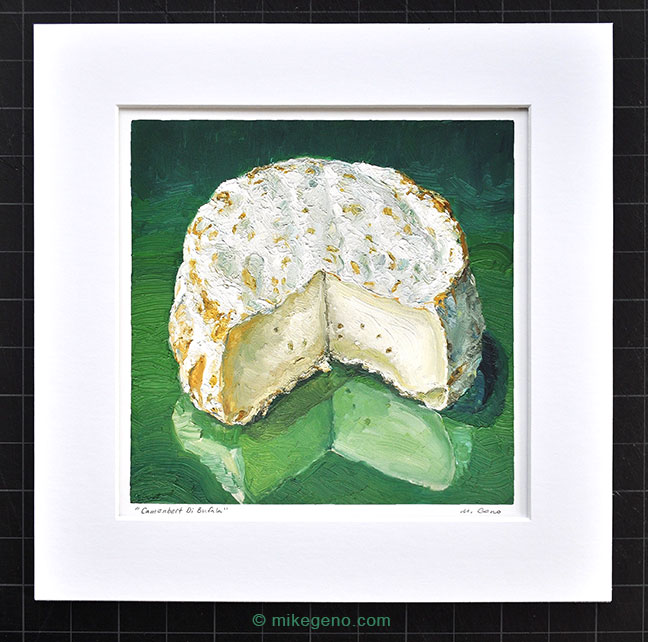matted print of Camembert Di Bufala, original artwork by Mike Geno