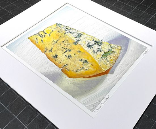 Image 2 of matted print of Bleu Sunshine, original artwork by Mike Geno