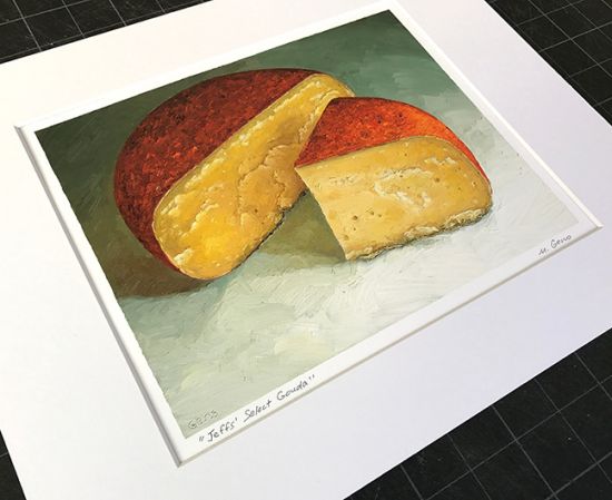 Image 2 of matted print of Jeffs' Select Gouda, original artwork by Mike Geno