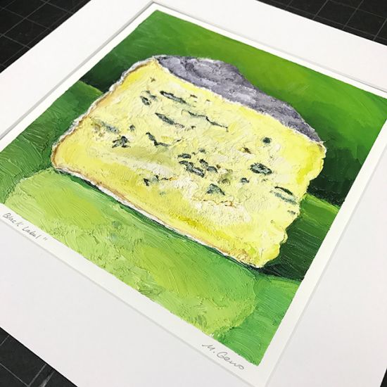 Image 2 of matted print of Cambozola Black Label, original artwork by Mike Geno