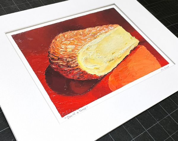 Image 2 of matted print Death & Taxes, original artwork by Mike Geno