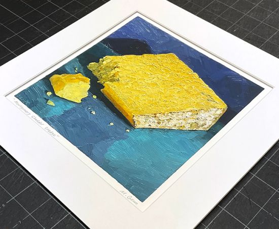 Image 2 of matted print of Montgomery Cheddar Wedge, original artwork by Mike Geno