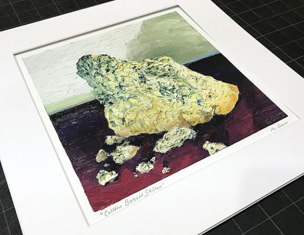 Image 2 of matted print of Colston Bassett Stilton, original artwork by Mike Geno