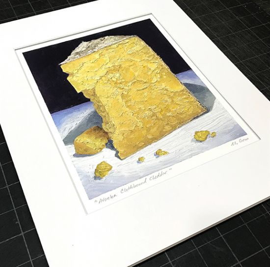 Image 2 of matted print of Avonlea Clothbound Cheddar, original artwork by Mike Geno