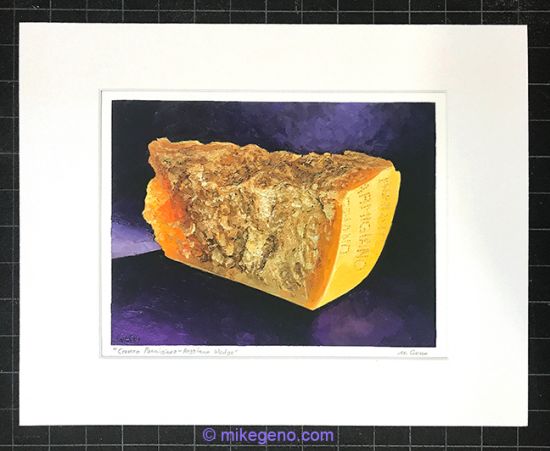 print of Cravero Parmigiano-Reggiano Wedge, original artwork by Mike Geno