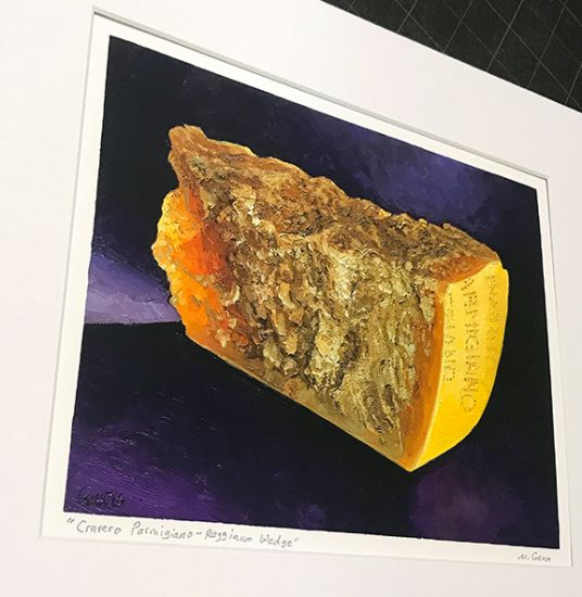 Image 2 of print of Cravero Parmigiano-Reggiano Wedge, original artwork by Mike Geno