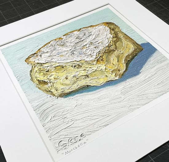 Image 2 of matted print of Morchella, original artwork by Mike Geno