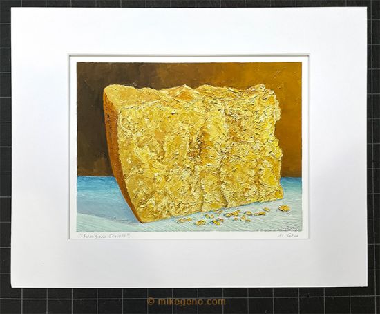 matted print of Parmigiano Cravero, original artwork by Mike Geno