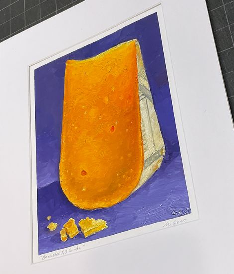 Image 2 of matted print of Beemster XO Gouda, original artwork by Mike Geno