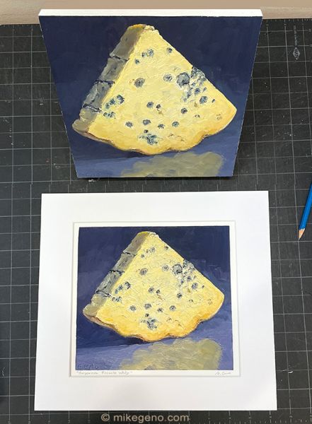 Image 4 of matted print of Gorgonzola Piccante Wedge, original artwork by Mike Geno