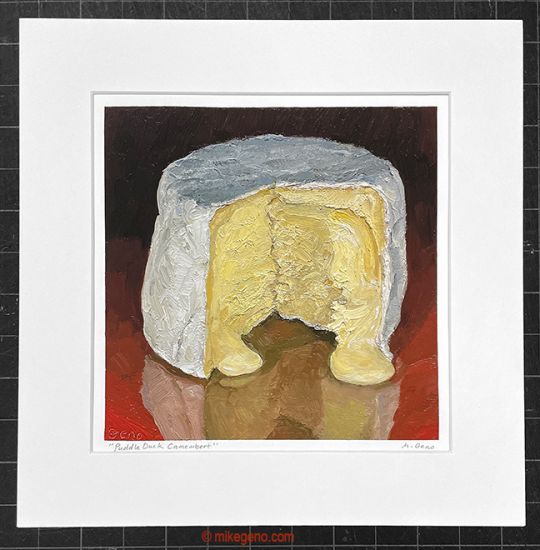 matted print of Puddle Duck Camembert, original artwork by Mike Geno