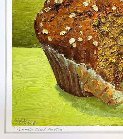 Image 3 of matted print of Pumpkin Bread Muffin, original artwork by Mike Geno
