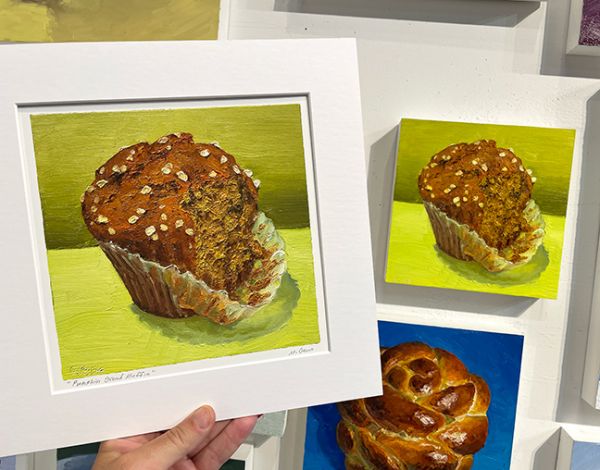 Image 4 of matted print of Pumpkin Bread Muffin, original artwork by Mike Geno