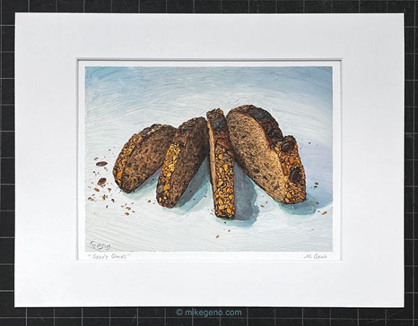 matted print of Seedy Grains, original artwork by Mike Geno