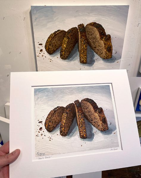 Image 4 of matted print of Seedy Grains, original artwork by Mike Geno