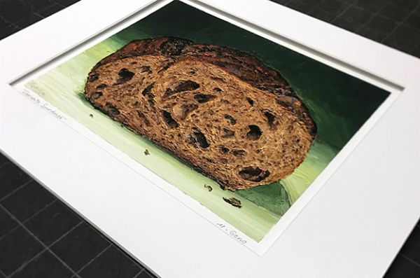 Image 2 of matted print of Chocolate Sourdough, original artwork by Mike Geno