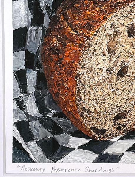 Image 3 of matted print of Rosemary Peppercorn Sourdough, original artwork by Mike Geno