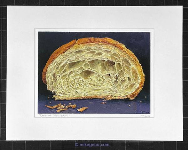 matted print of Croissant Cross Section, original artwork by Mike Geno