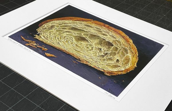 Image 2 of matted print of Croissant Cross Section, original artwork by Mike Geno