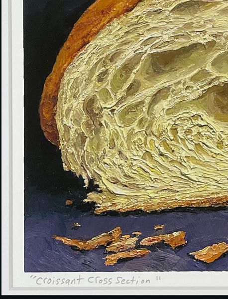 Image 3 of matted print of Croissant Cross Section, original artwork by Mike Geno